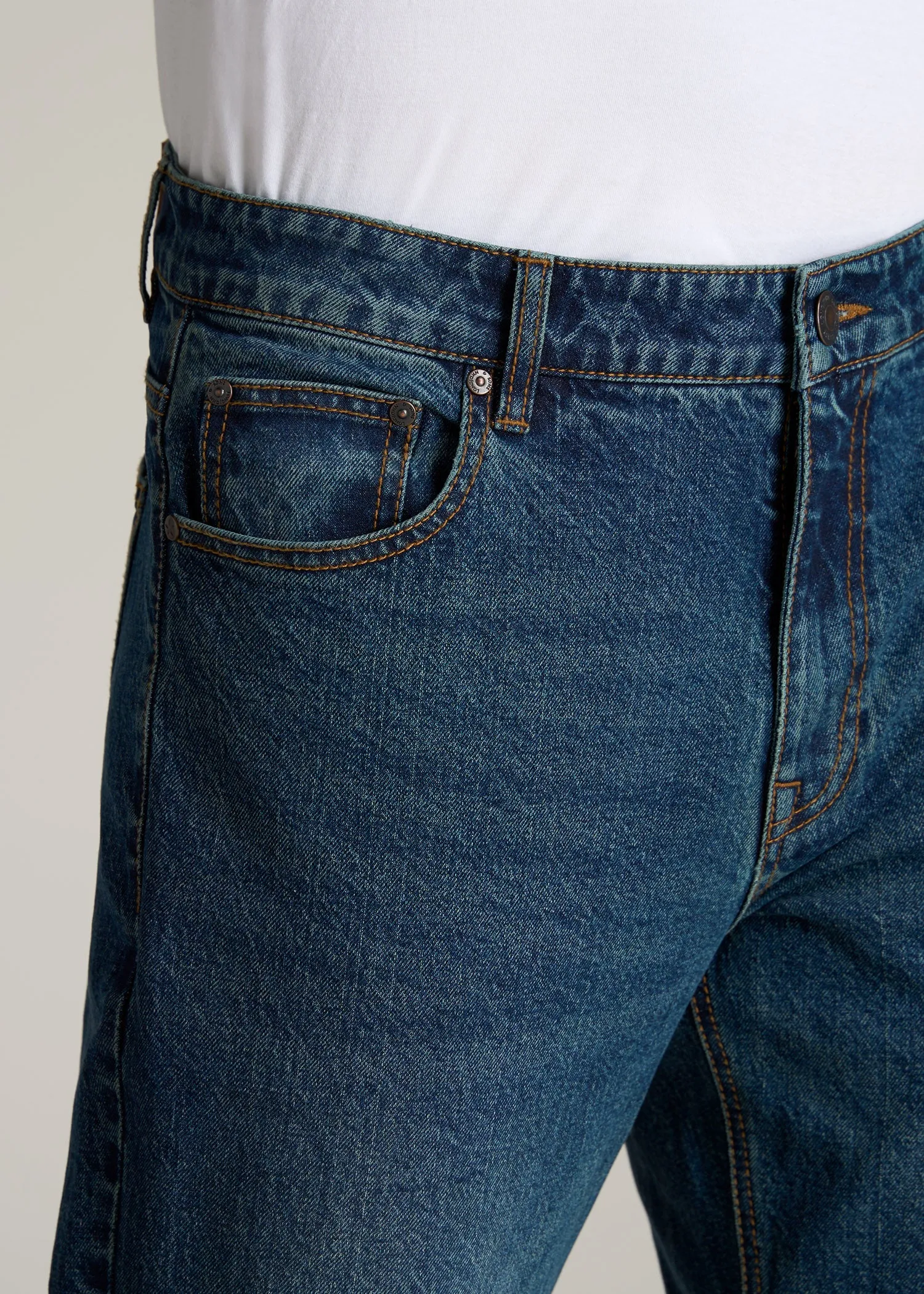 LJ&S STRAIGHT LEG Jeans for Tall Men in Machine Blue