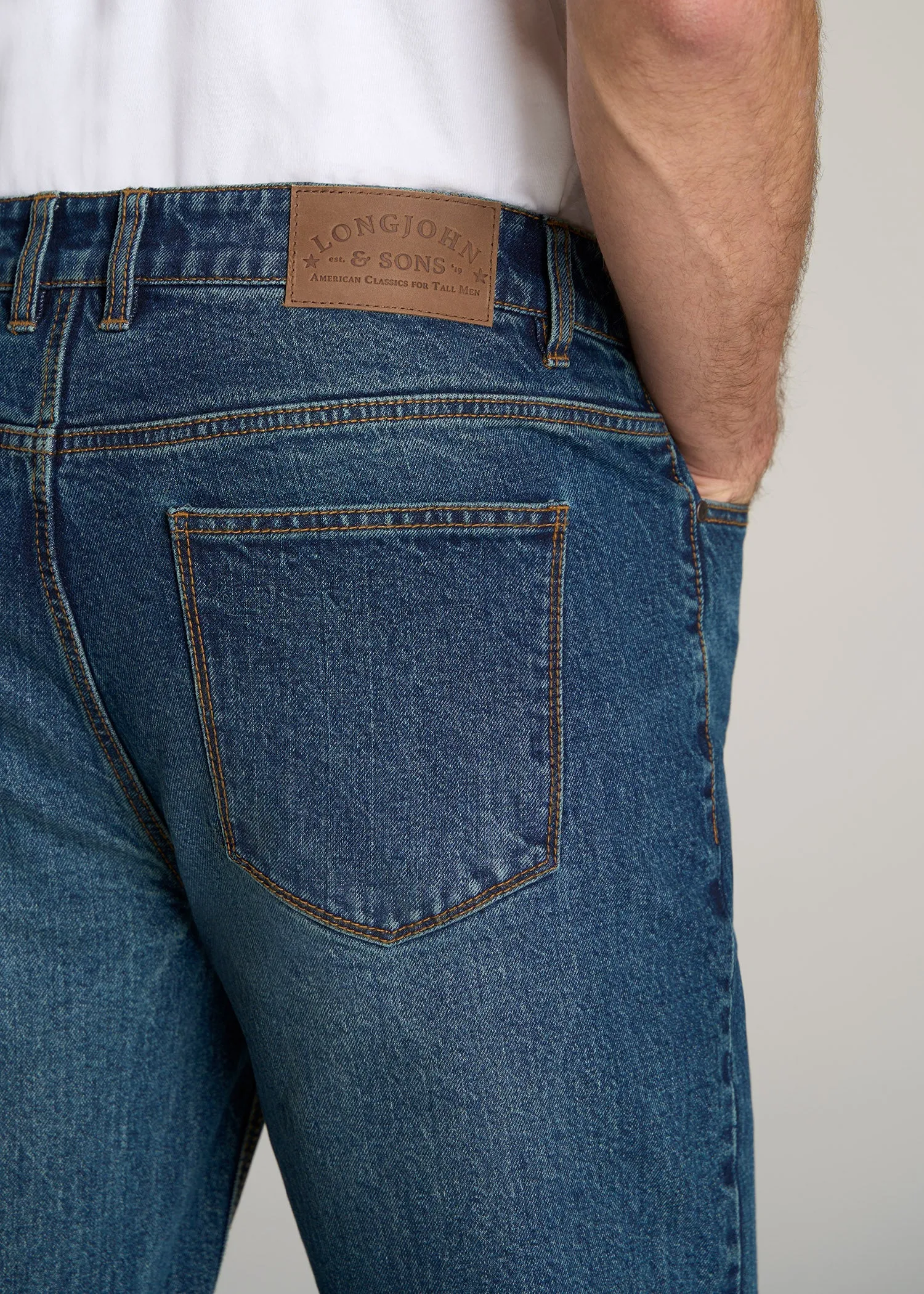 LJ&S STRAIGHT LEG Jeans for Tall Men in Machine Blue