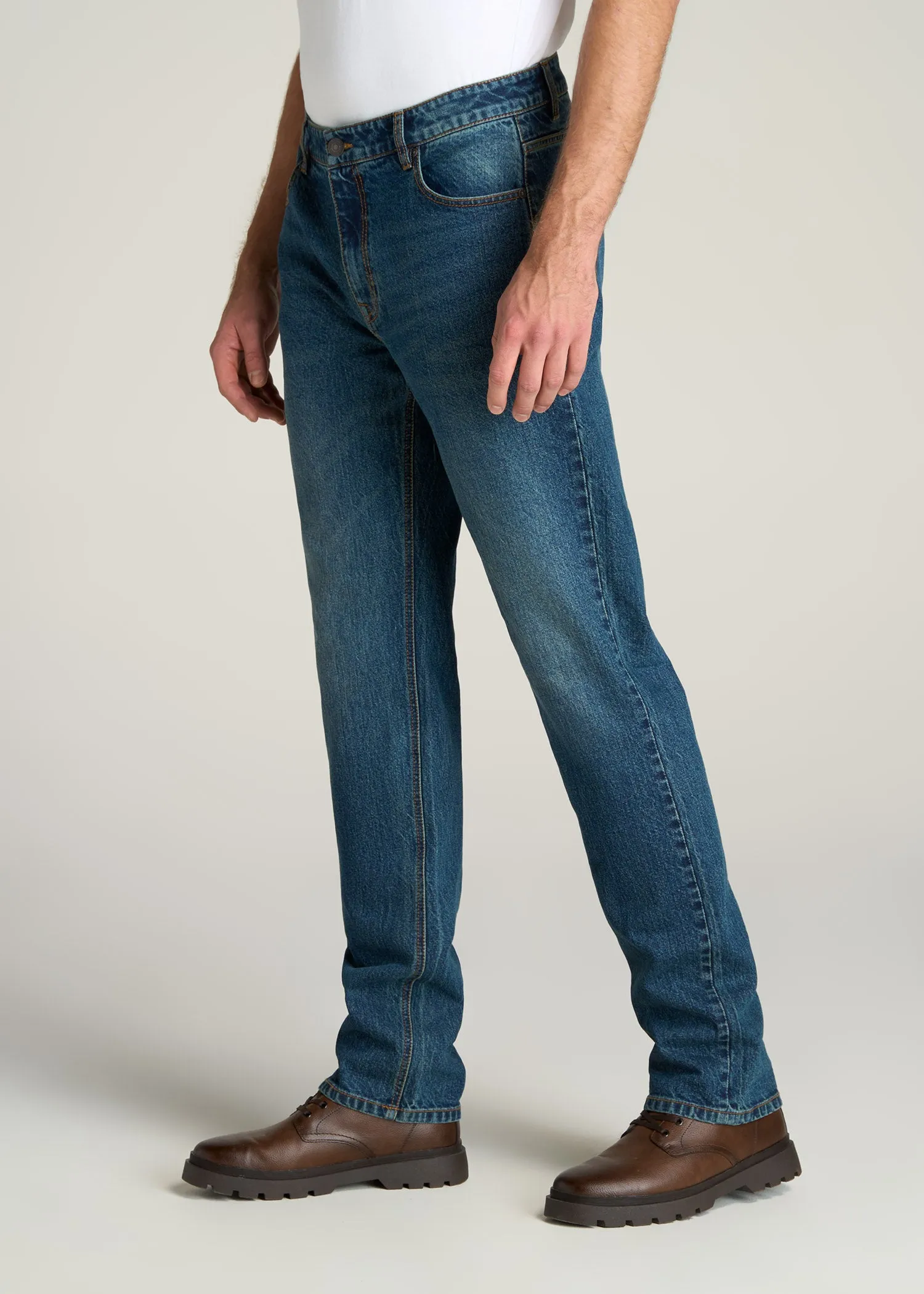 LJ&S STRAIGHT LEG Jeans for Tall Men in Machine Blue