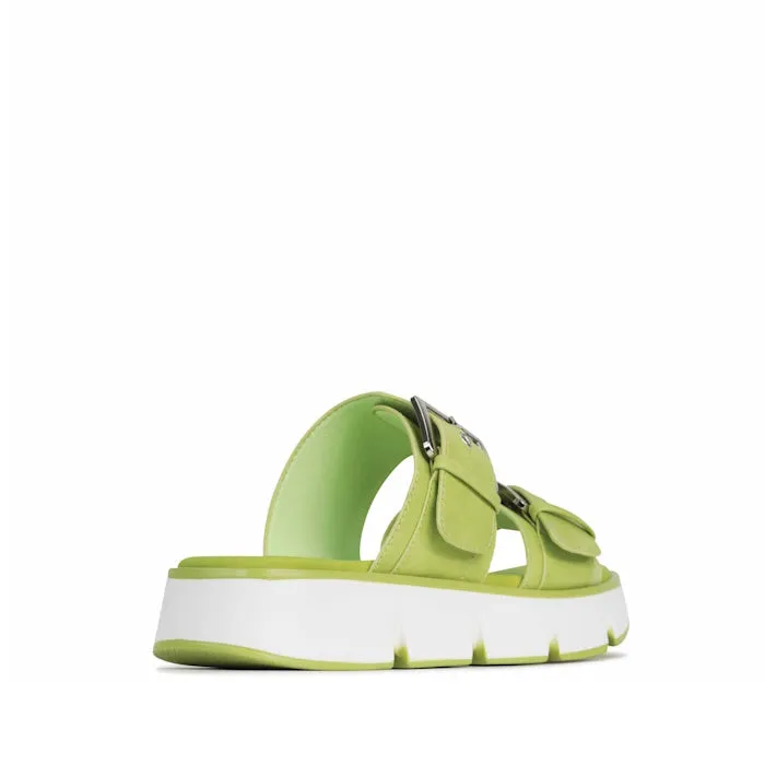 Los Cabos Mady Platform Two Bar Slide Sandal Splice Lime