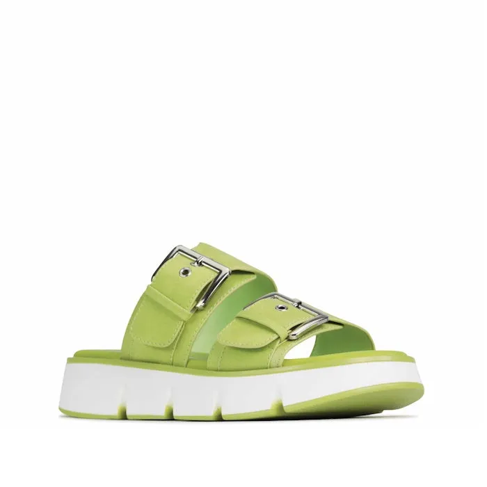 Los Cabos Mady Platform Two Bar Slide Sandal Splice Lime