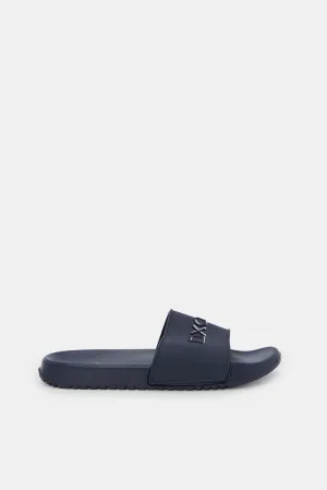 Men Navy Embossed Slide