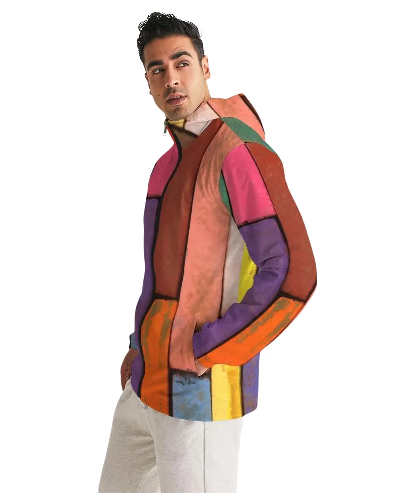 Mens Hooded Windbreaker - Rainbow Casual/Sports Water Resistant Jacket -  JL200X