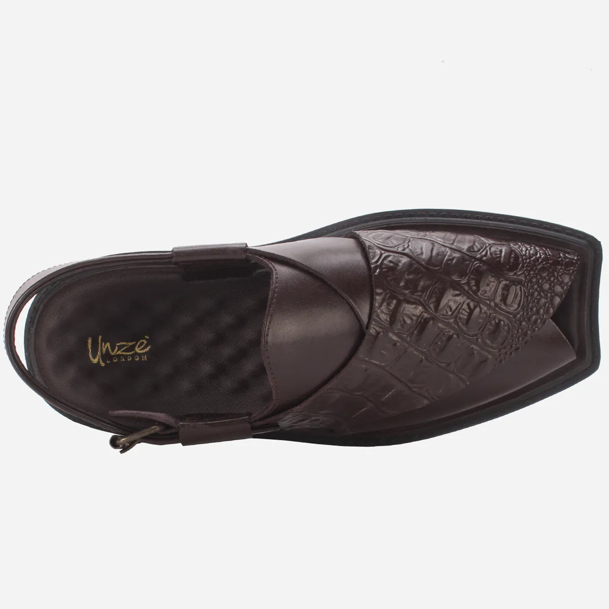 Mens "KAIDEN" Textured Leather Peshawari Sandals