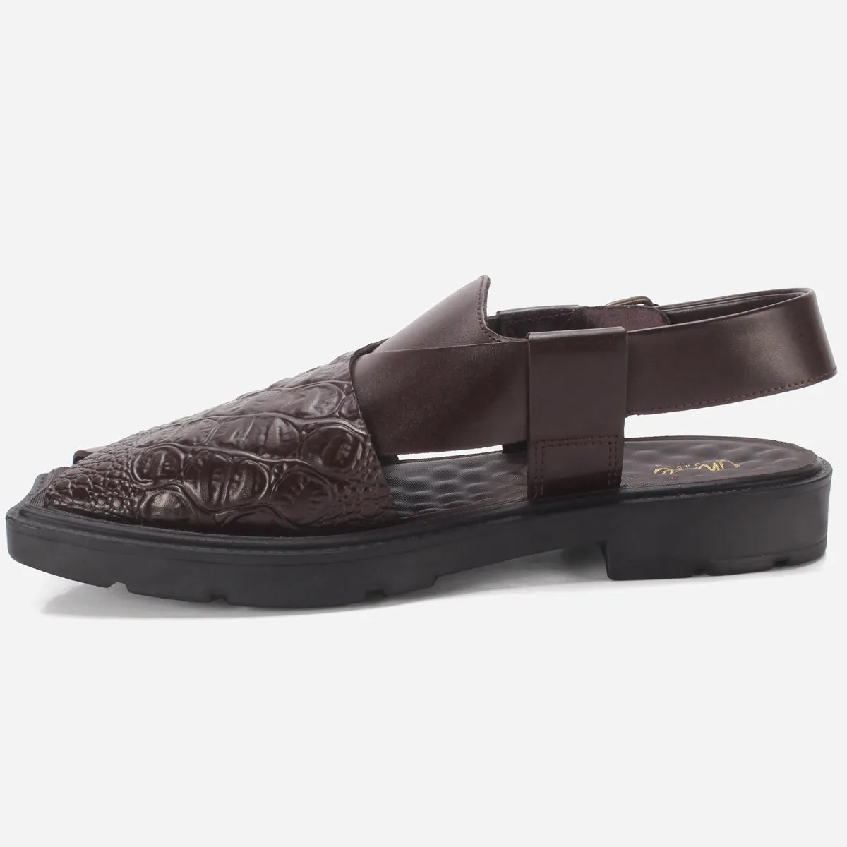 Mens "KAIDEN" Textured Leather Peshawari Sandals