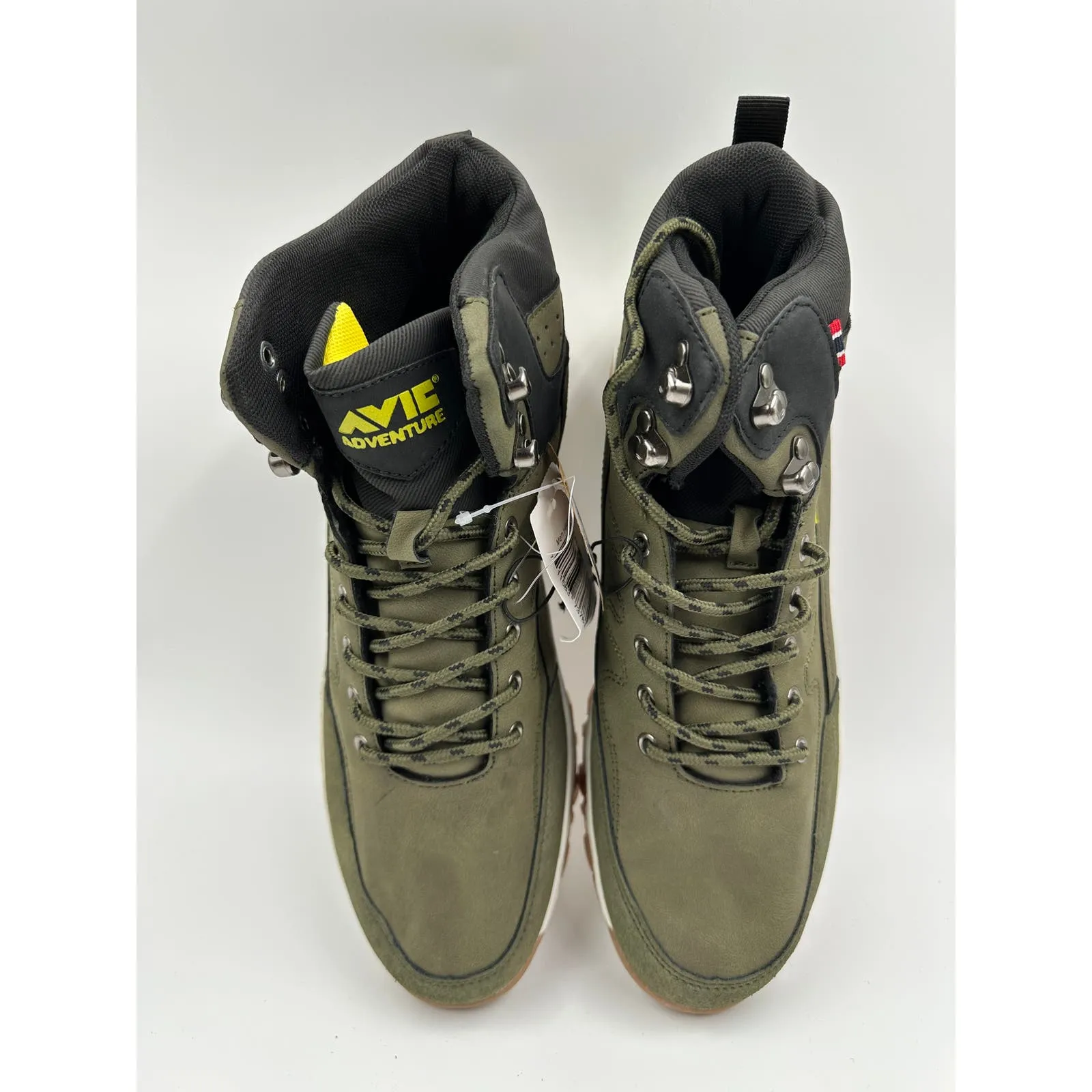 Men's Size 11, Dark Olive Green Low Top Hikers w/ Yellow Accent and Rugged Tread