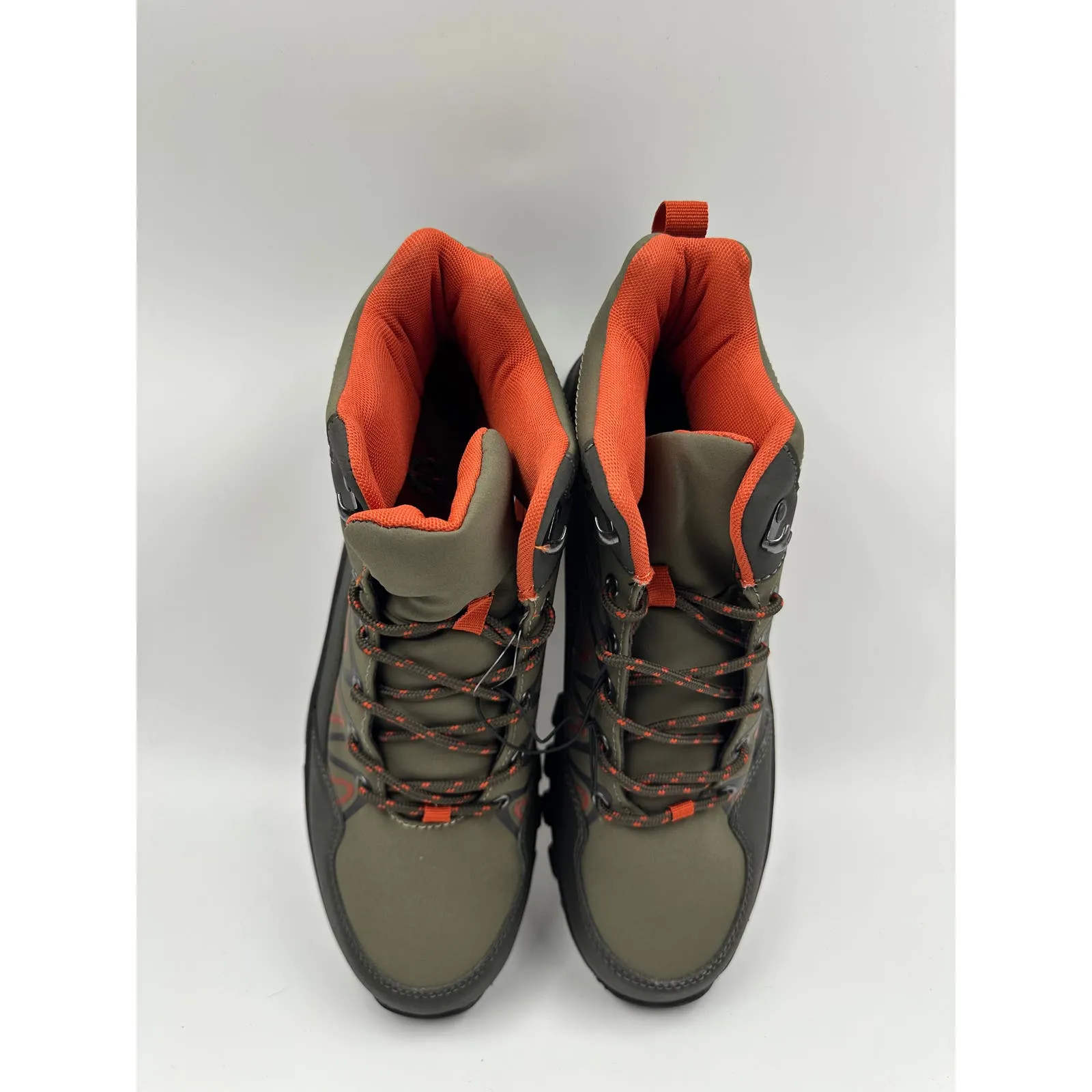 Men's Size 11, High Top Olive Green Hikers w/ Black and Orange Accents