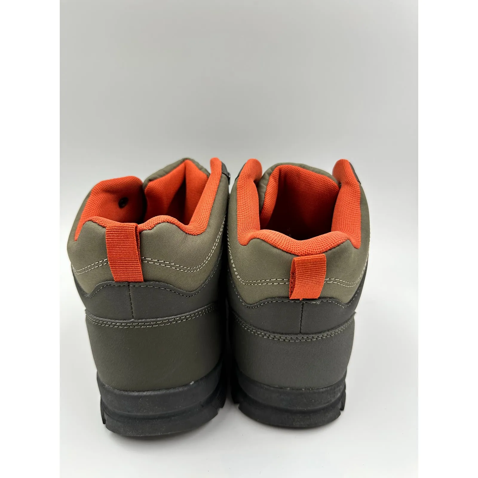 Men's Size 11.5, Olive Green High Top Hikers w/ Orange and Black Accents