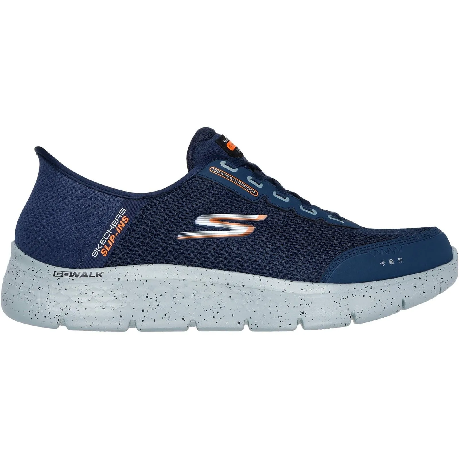 Men's Wide Fit Skechers 216330 Slip-ins Go Walk Flex 100% Waterproof Trainers - Navy