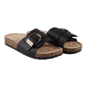 mySTYLE Women's Buckle Footbed Slides