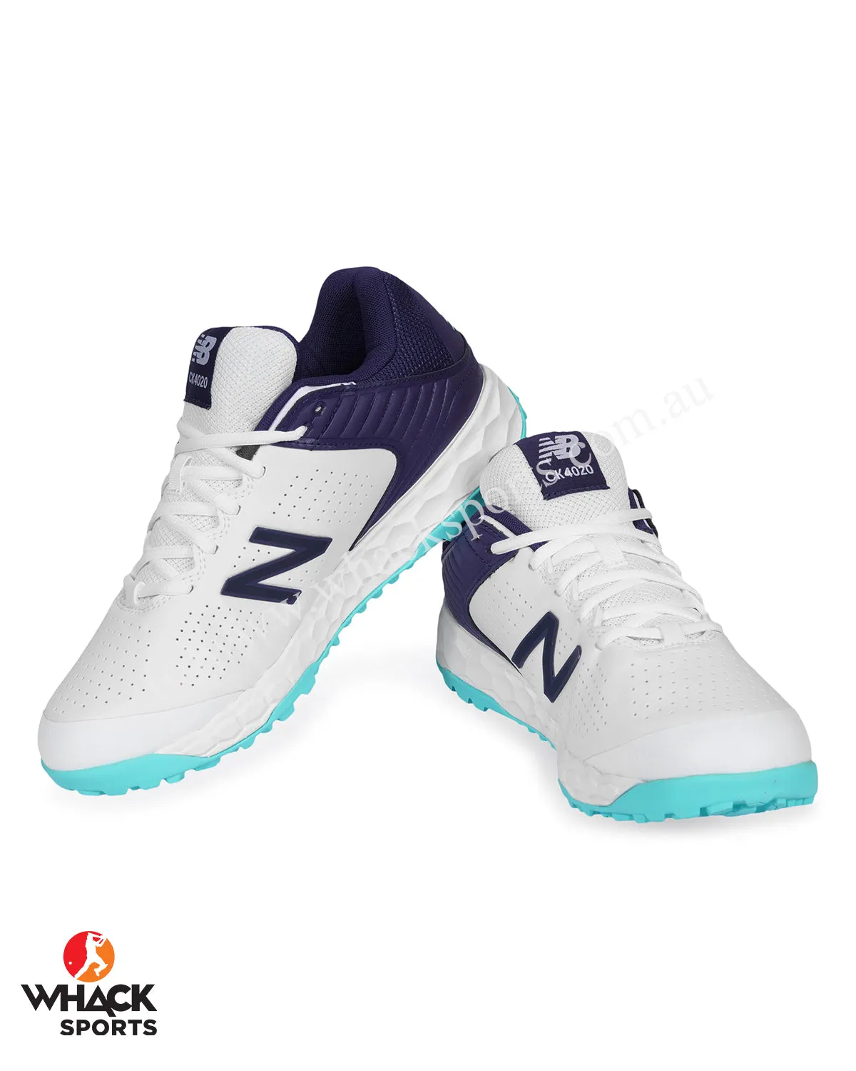 New Balance CK4020 - Rubber Cricket Shoes - White/Cyber Jade