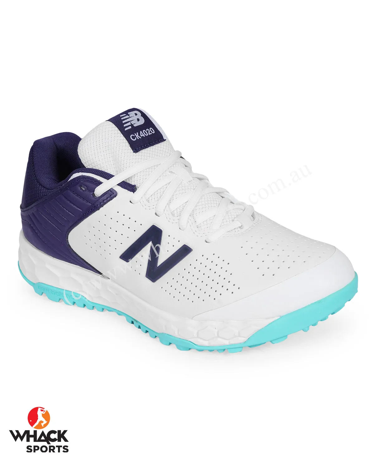 New Balance CK4020 - Rubber Cricket Shoes - White/Cyber Jade