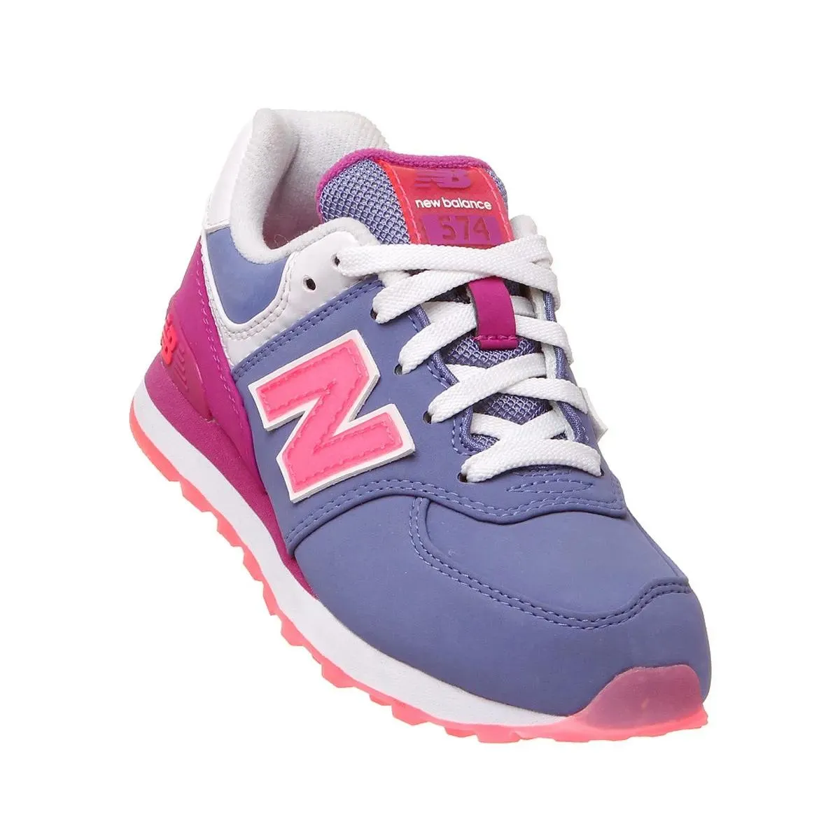 New Balance scarpa sneakers da ragazza KL574DYG blu grigio fucsia