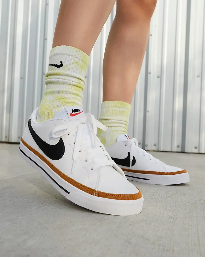 NIKE COURT LEGACY - WHITE/BLACK-DESERT OCHRE