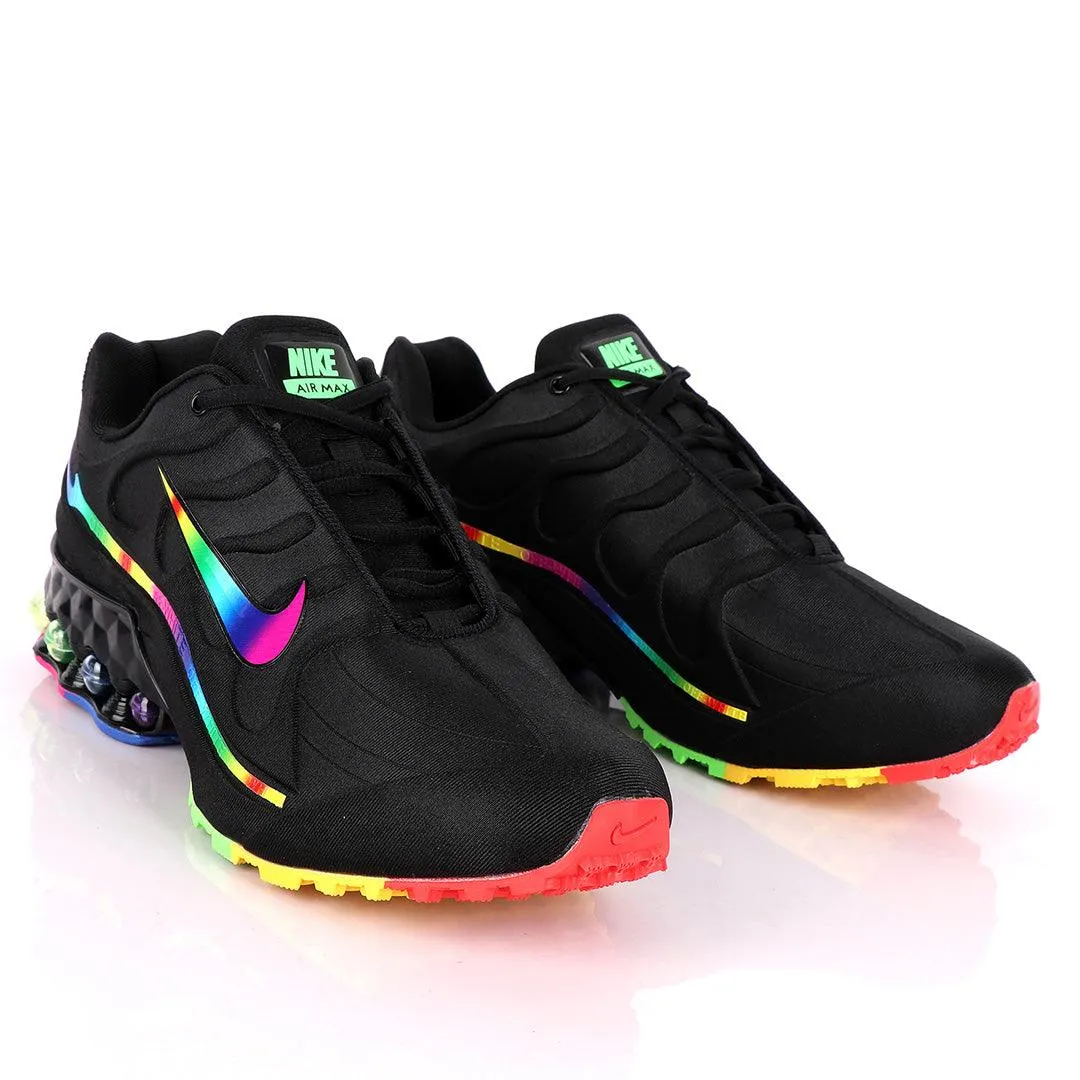 NK Max Off-White Black Sneakers With Multi-color Sole And Logo