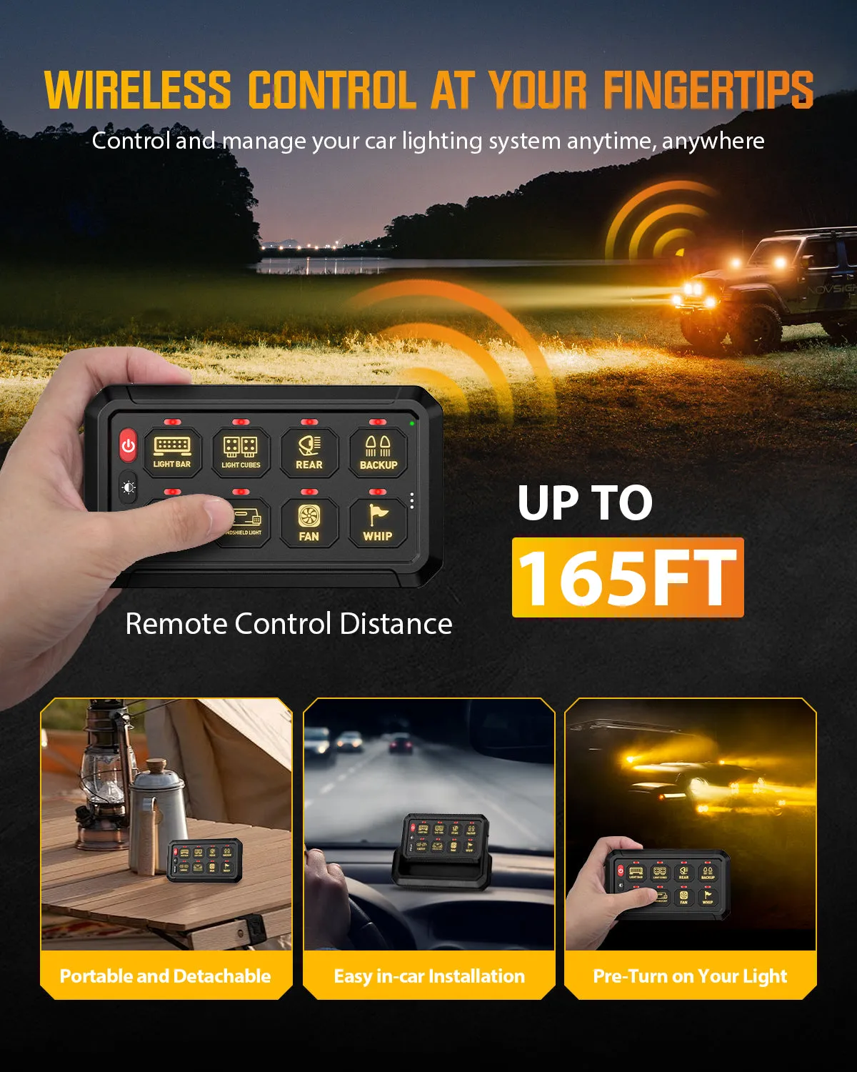 Novsight Wireless RGB Switch Panel Kit 8 Gang/12 Gang Remote Lighting Controller