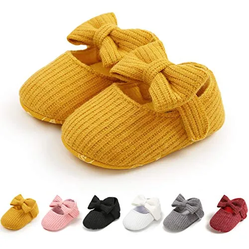 Ohwawadi Infant Baby Girl Shoes, Baby Mary Jane Flats Princess Dress Shoes Soft Newborn Baby Crib Shoes