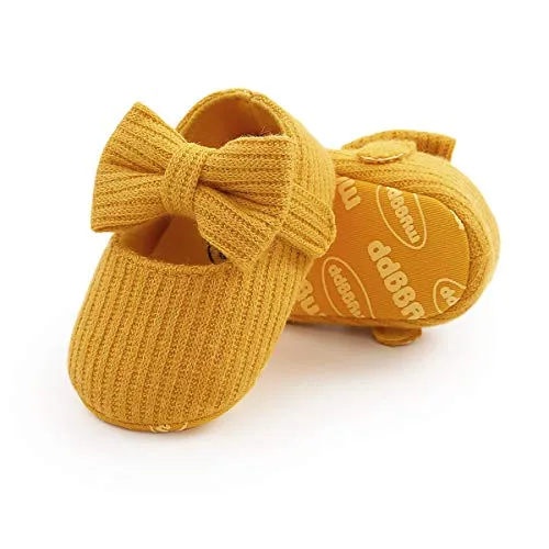 Ohwawadi Infant Baby Girl Shoes, Baby Mary Jane Flats Princess Dress Shoes Soft Newborn Baby Crib Shoes