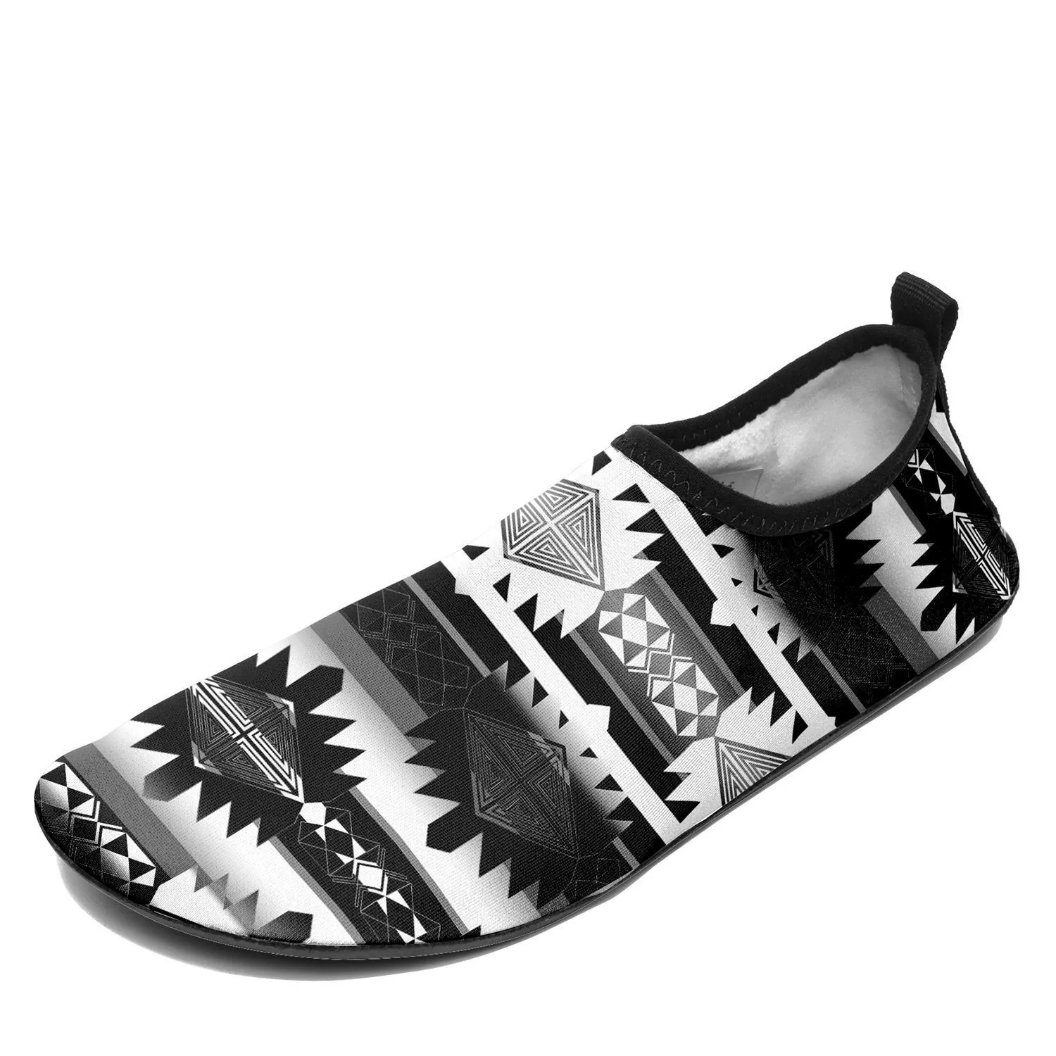 Okotoks Black and White Sockamoccs Kid's Sockamoccs Slip On Shoes