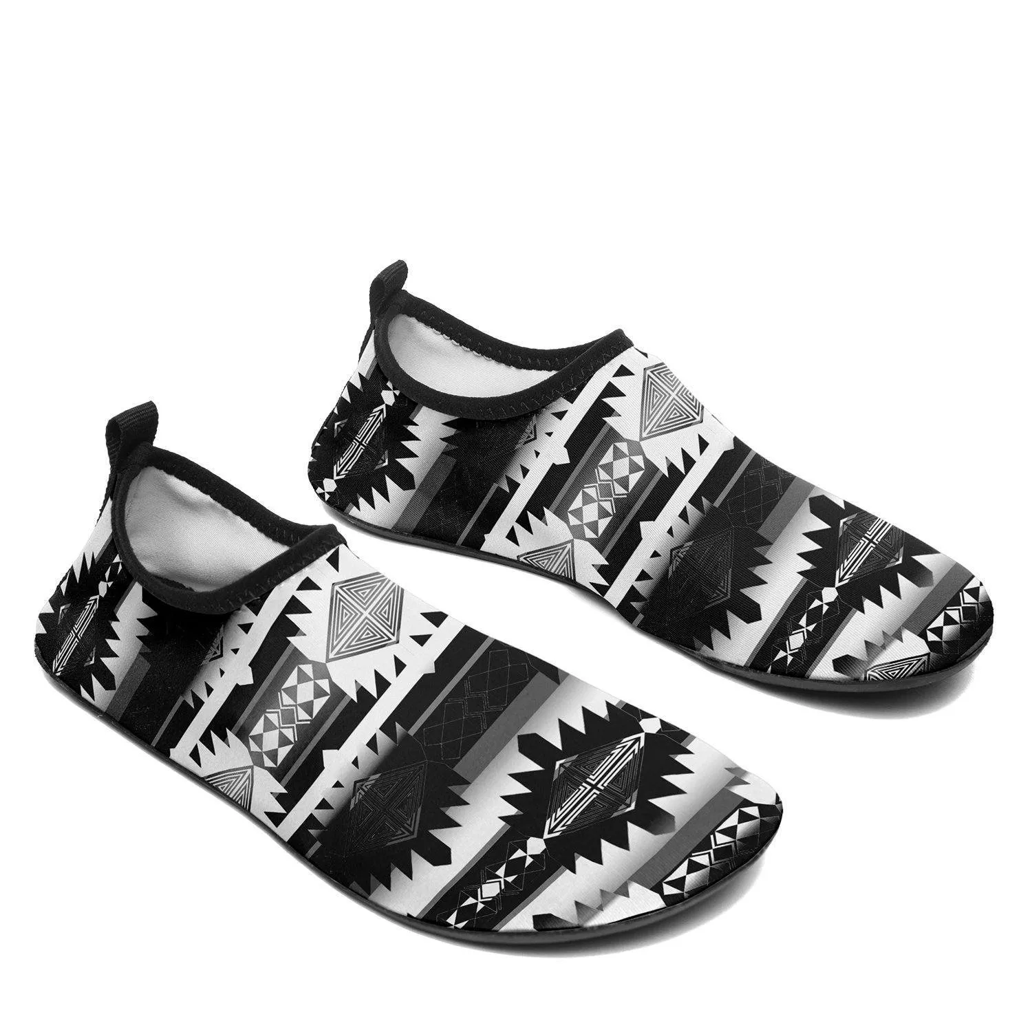 Okotoks Black and White Sockamoccs Kid's Sockamoccs Slip On Shoes