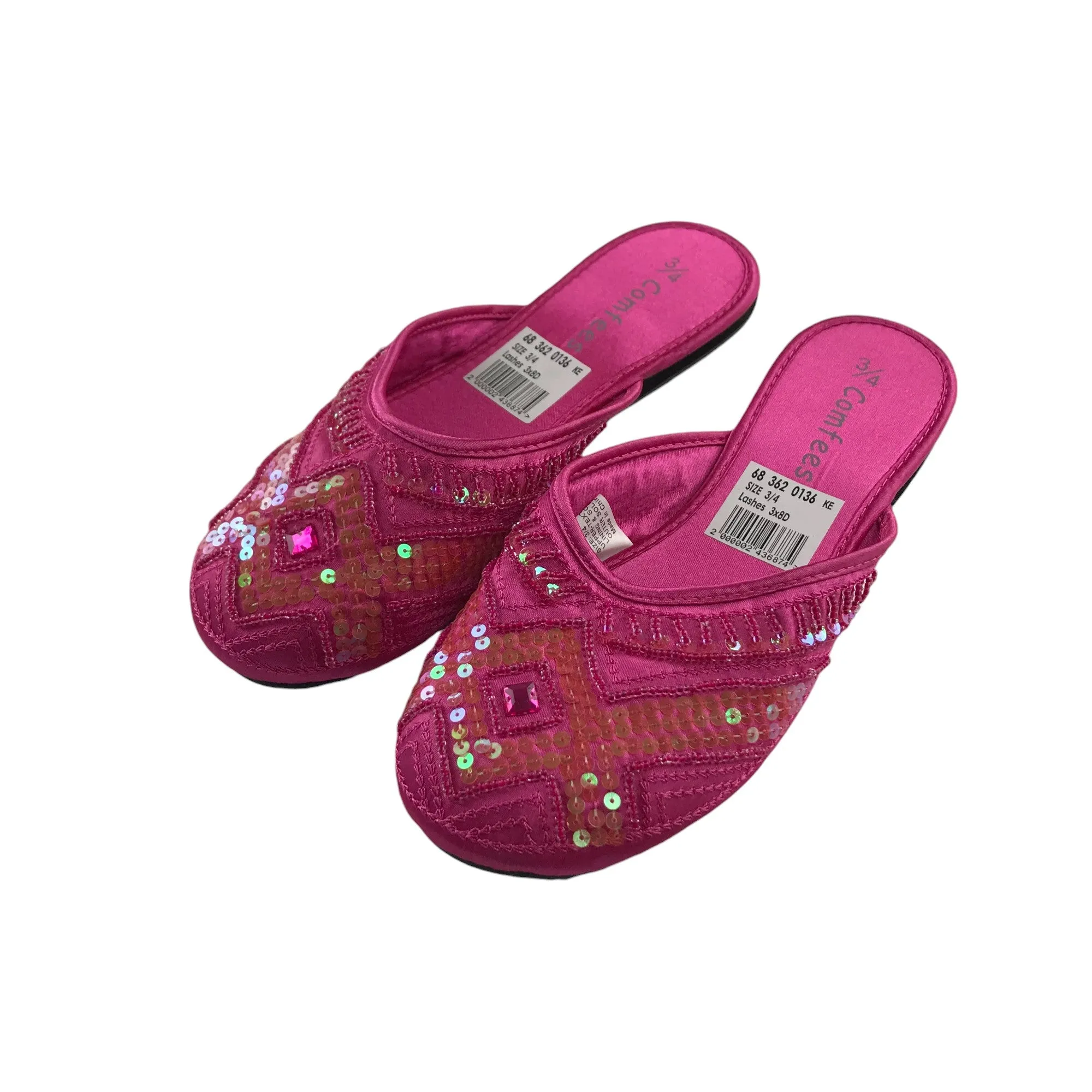 Pink slip on flat shoes UK 3-4 sequin detailed sandals