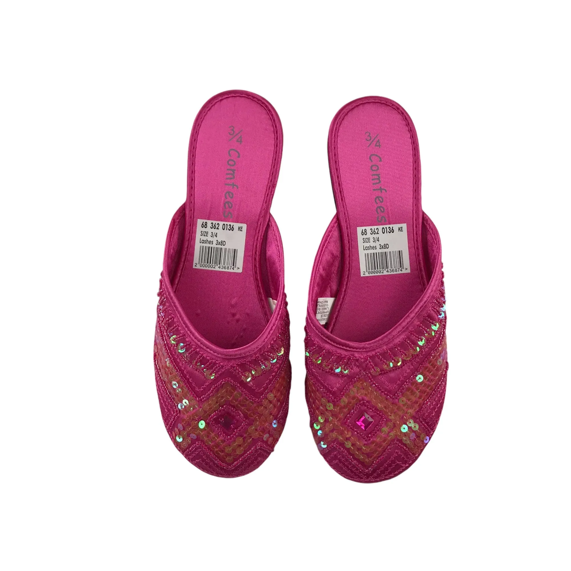 Pink slip on flat shoes UK 3-4 sequin detailed sandals