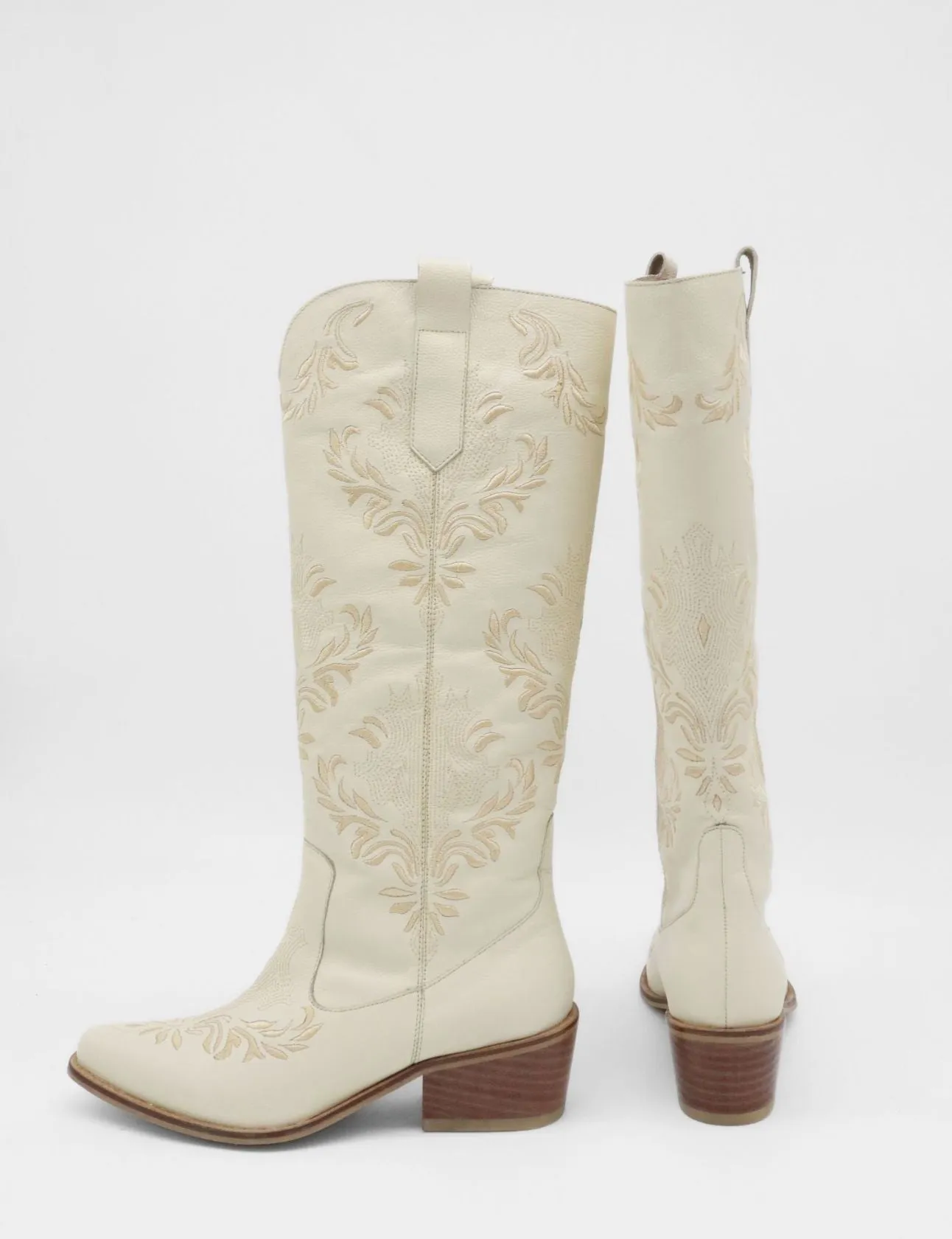 PRE-ORDER (Ships by 11/25/24)Jolene western cowboy boots in off white leather women's shoes