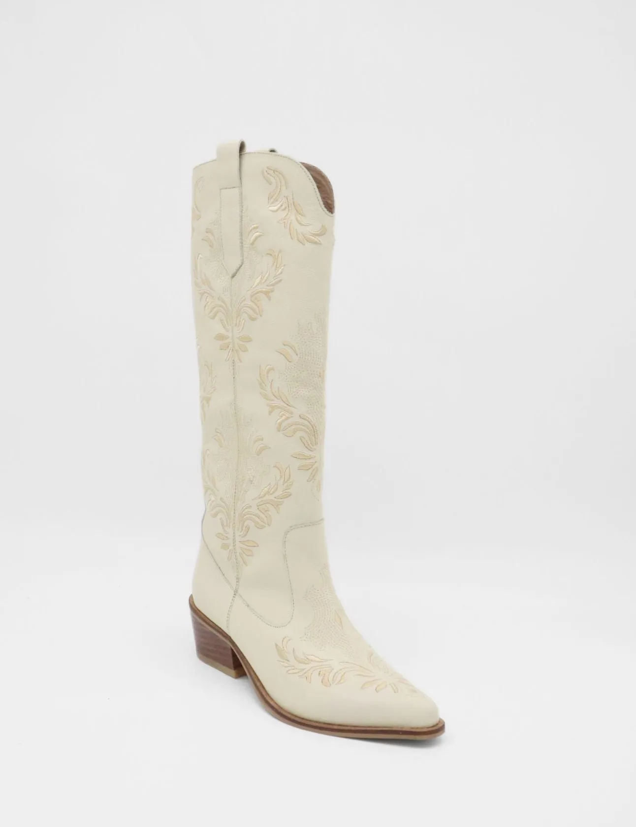 PRE-ORDER (Ships by 11/25/24)Jolene western cowboy boots in off white leather women's shoes