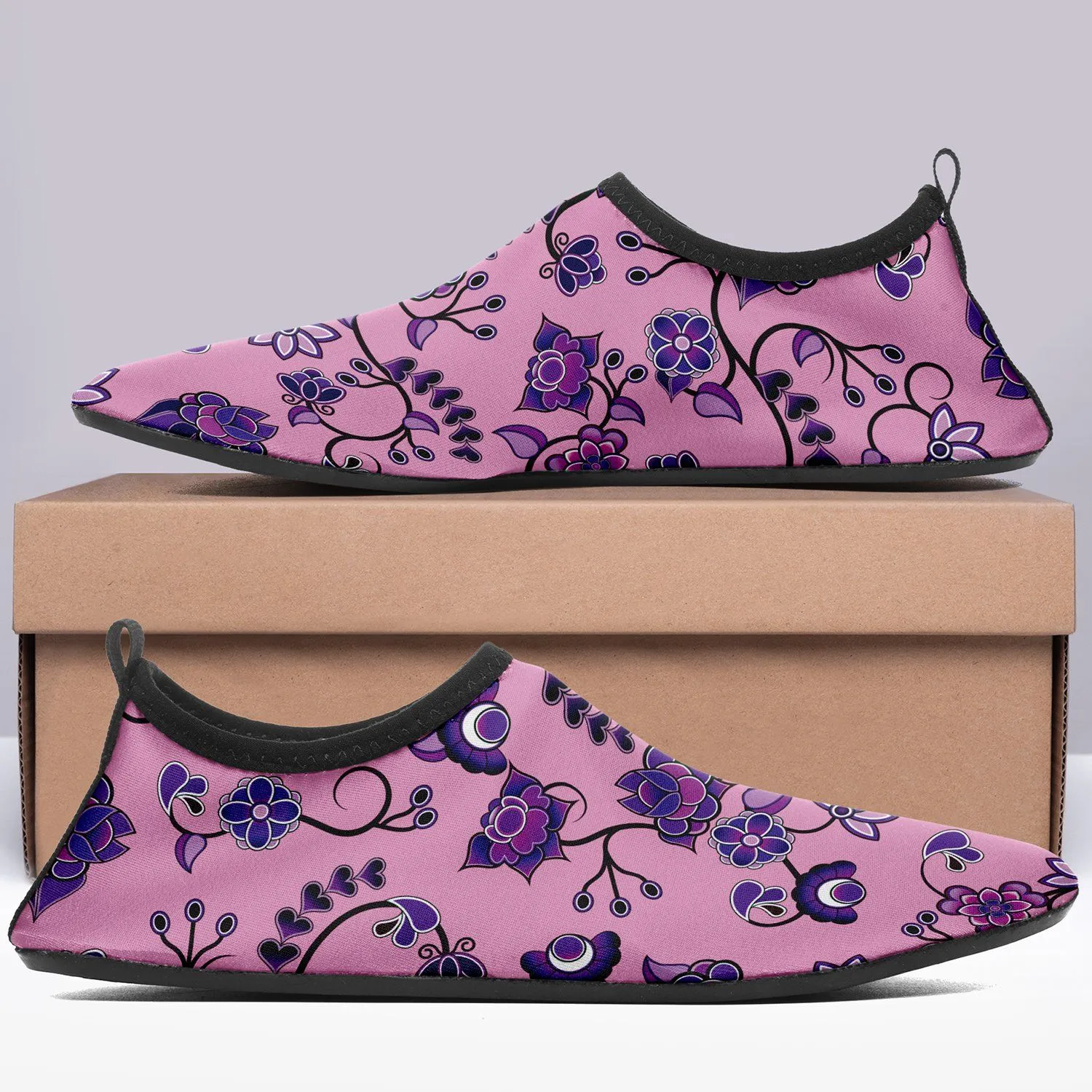 Purple Floral Amour Sockamoccs Kid's Sockamoccs Slip On Shoes