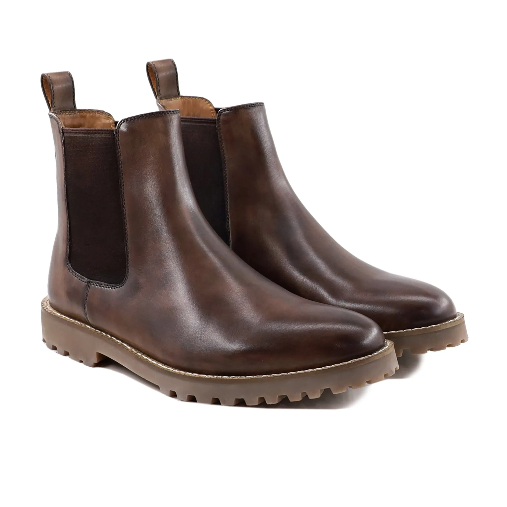 Ruben - Men's Brown Patina Calf Leather Chelsea Boot