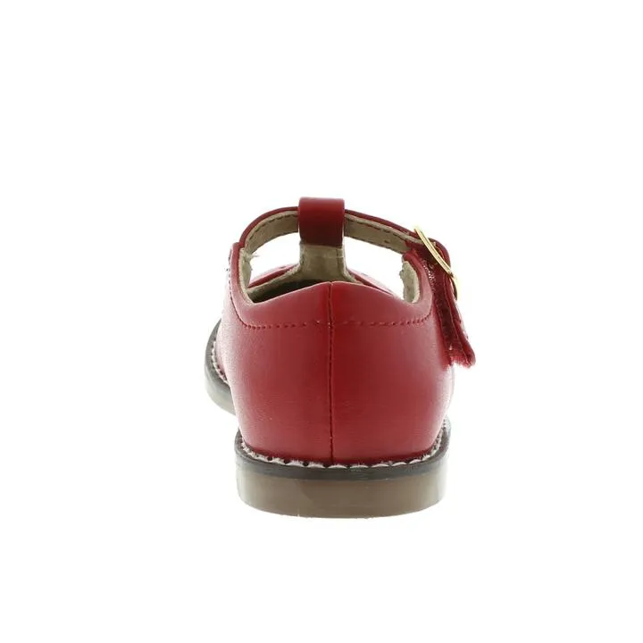 Sherry Kid's T-strap Dress Shoe - Red Leather