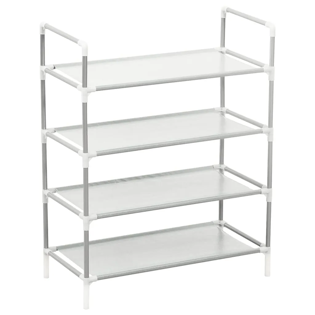 Shoe Rack with 4 Shelves Metal and Non-woven Fabric Silver