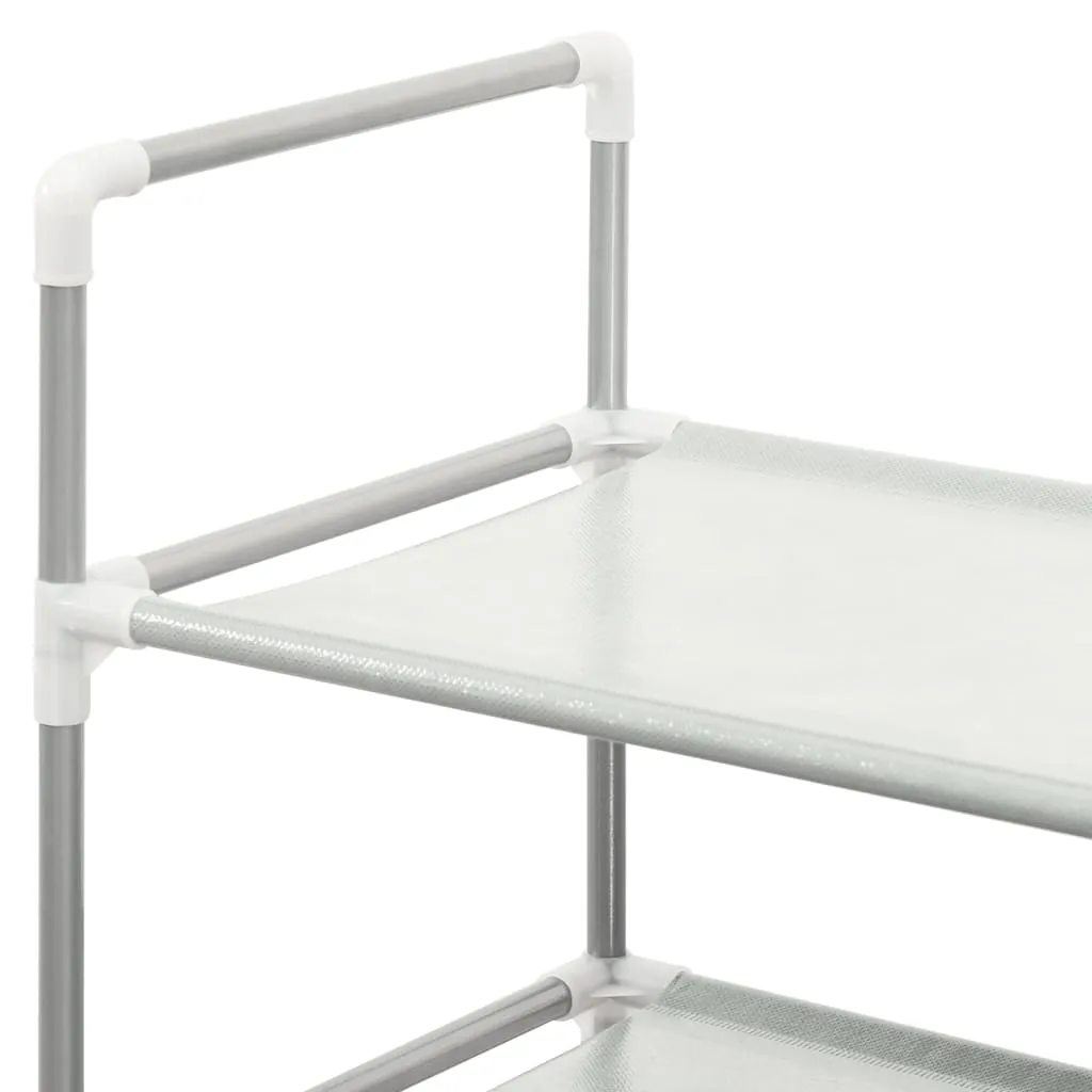 Shoe Rack with 4 Shelves Metal and Non-woven Fabric Silver