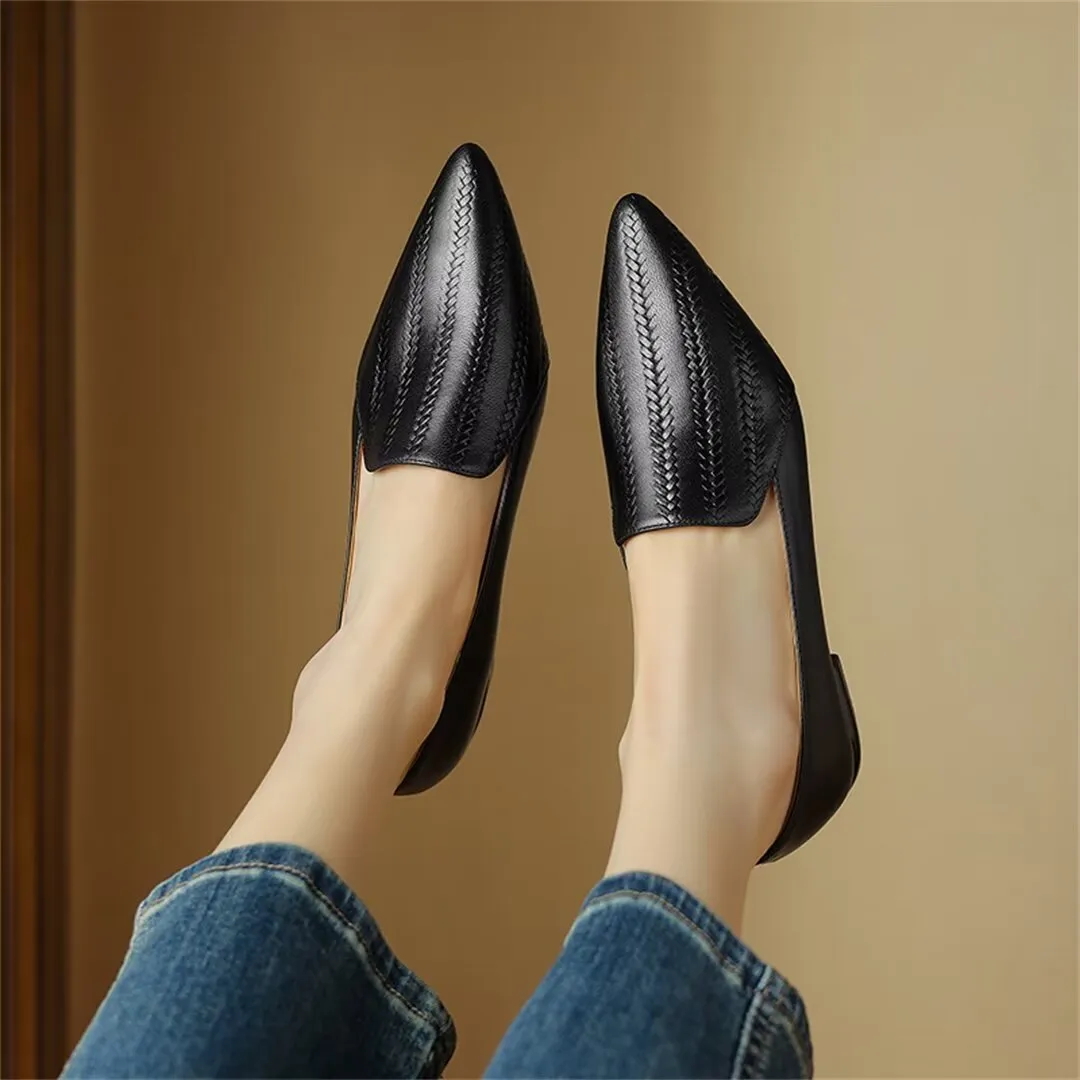 Sleek Pointed Toe Leather Flats