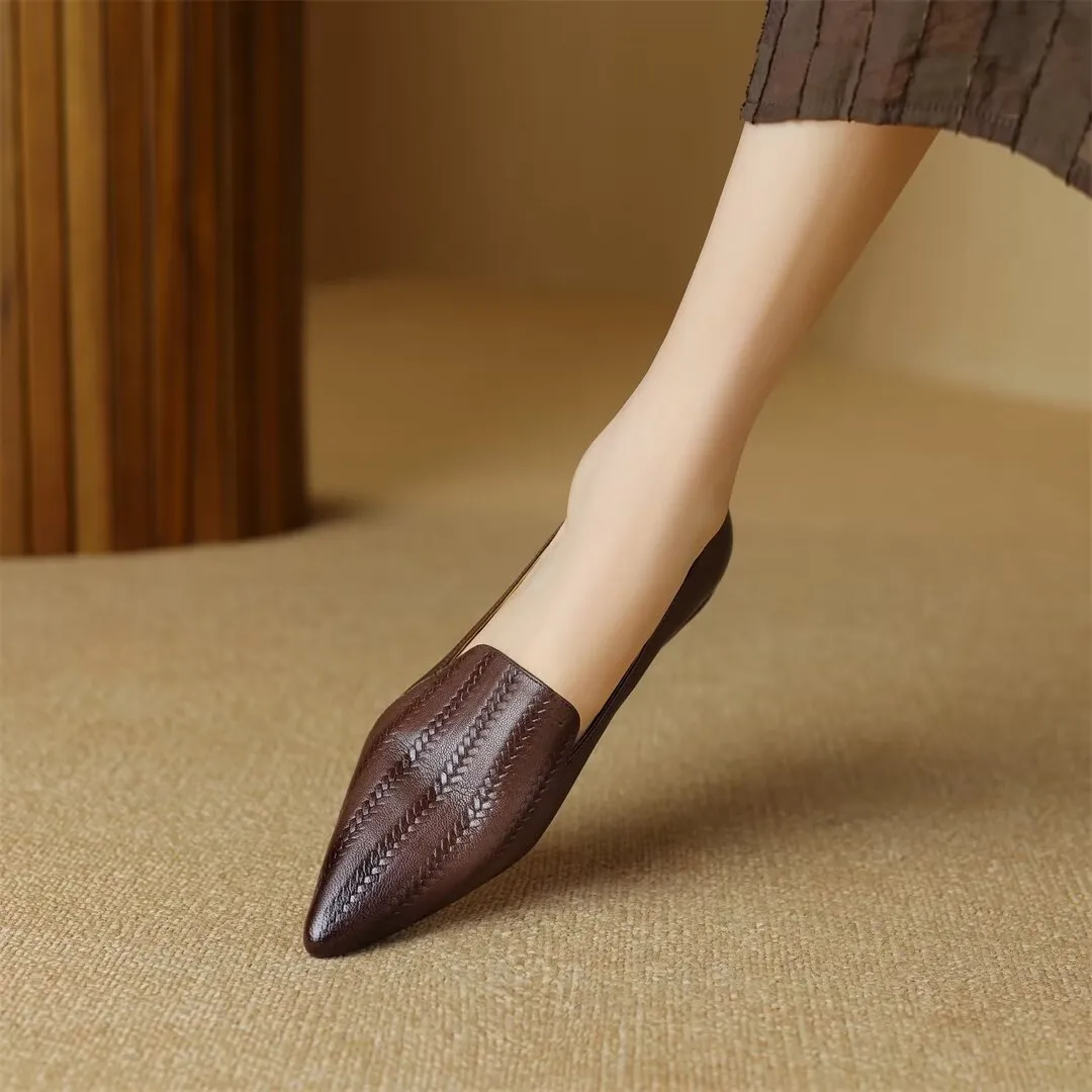 Sleek Pointed Toe Leather Flats