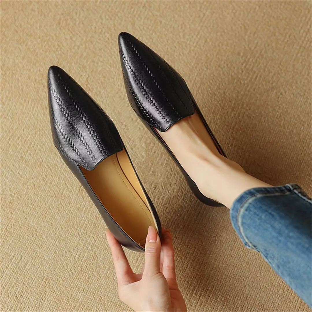 Sleek Pointed Toe Leather Flats