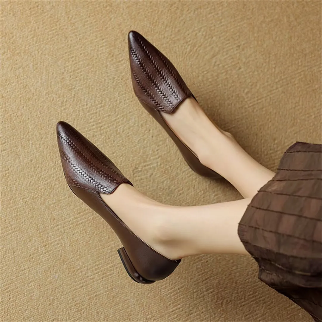 Sleek Pointed Toe Leather Flats