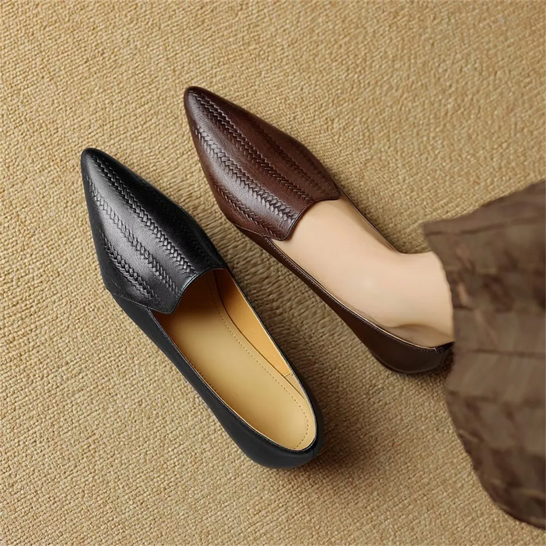 Sleek Pointed Toe Leather Flats