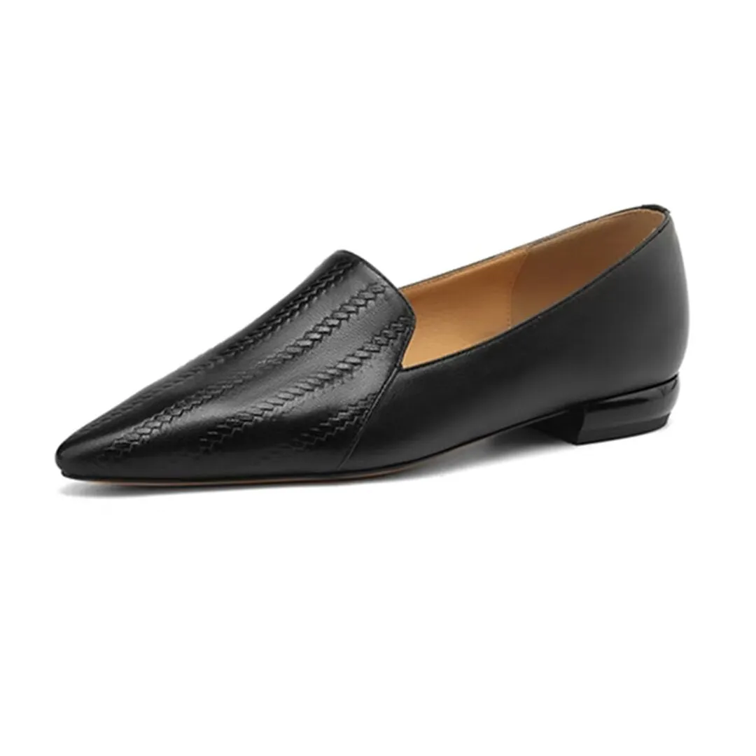 Sleek Pointed Toe Leather Flats