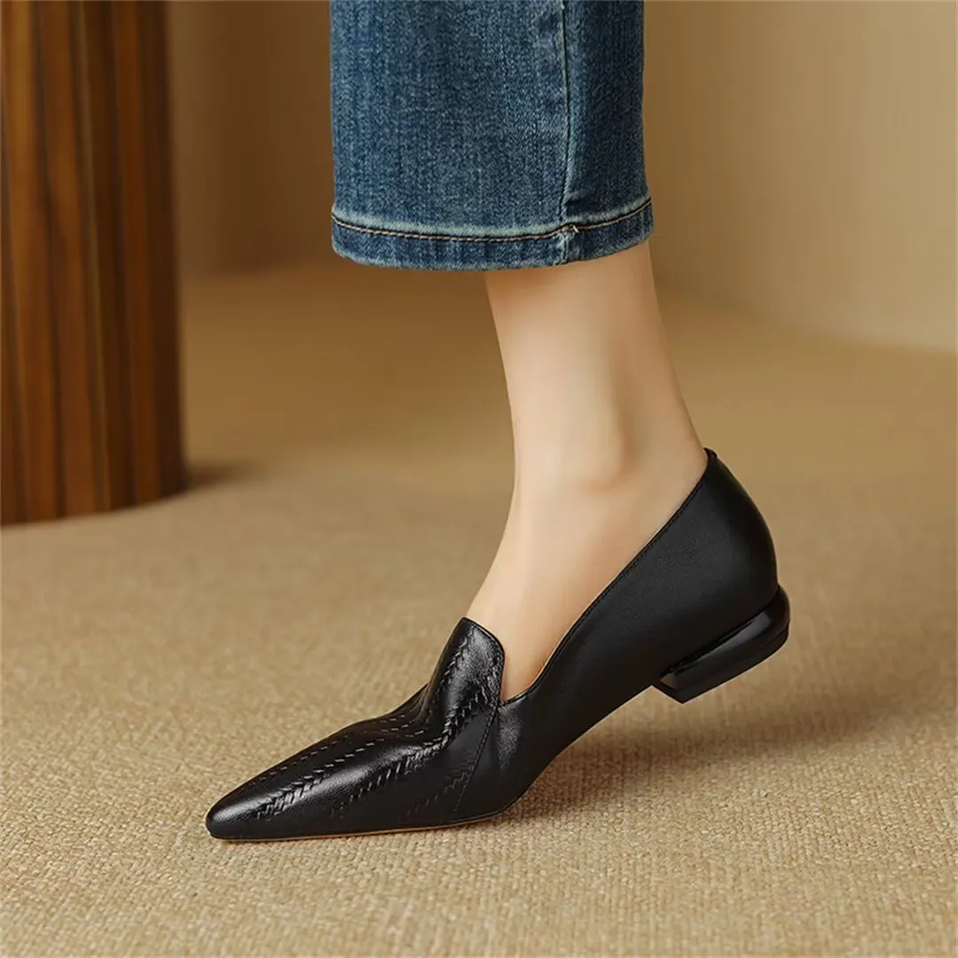 Sleek Pointed Toe Leather Flats