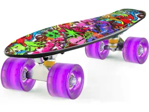 STRAUSS Cruiser PW Skateboard| Penny Skateboard | Casterboard | Hoverboard | Anti-Skid Board with ABEC-7 High Precision Bearings | PU Wheel with Light | Ideal for 8 Years and Above | 22 X 6 Inch