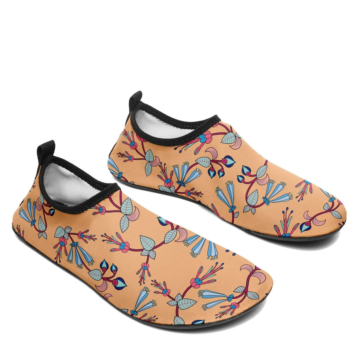 Swift Floral Peache Kid's Sockamoccs Slip On Shoes