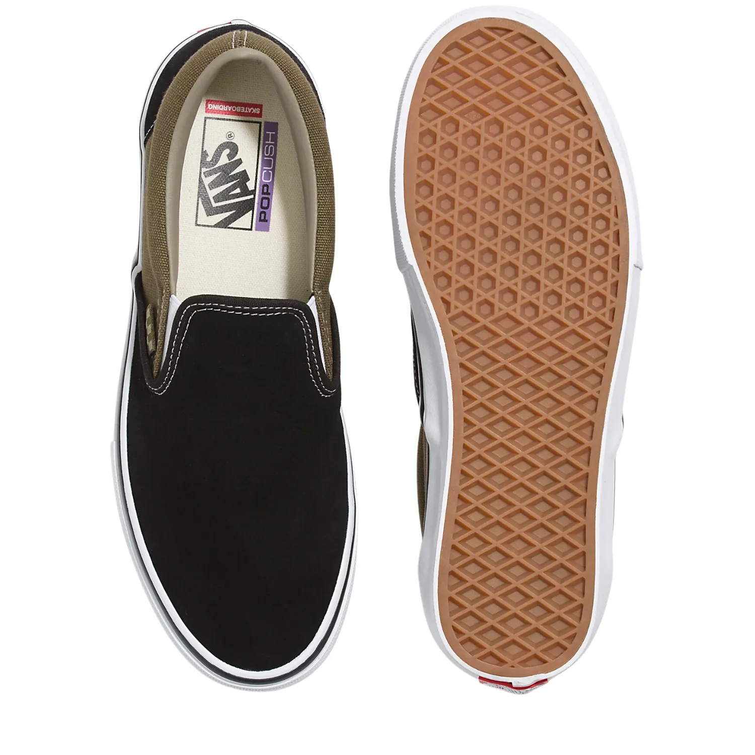 Vans Skate Slip-On Black/Olive - Men's Shoes