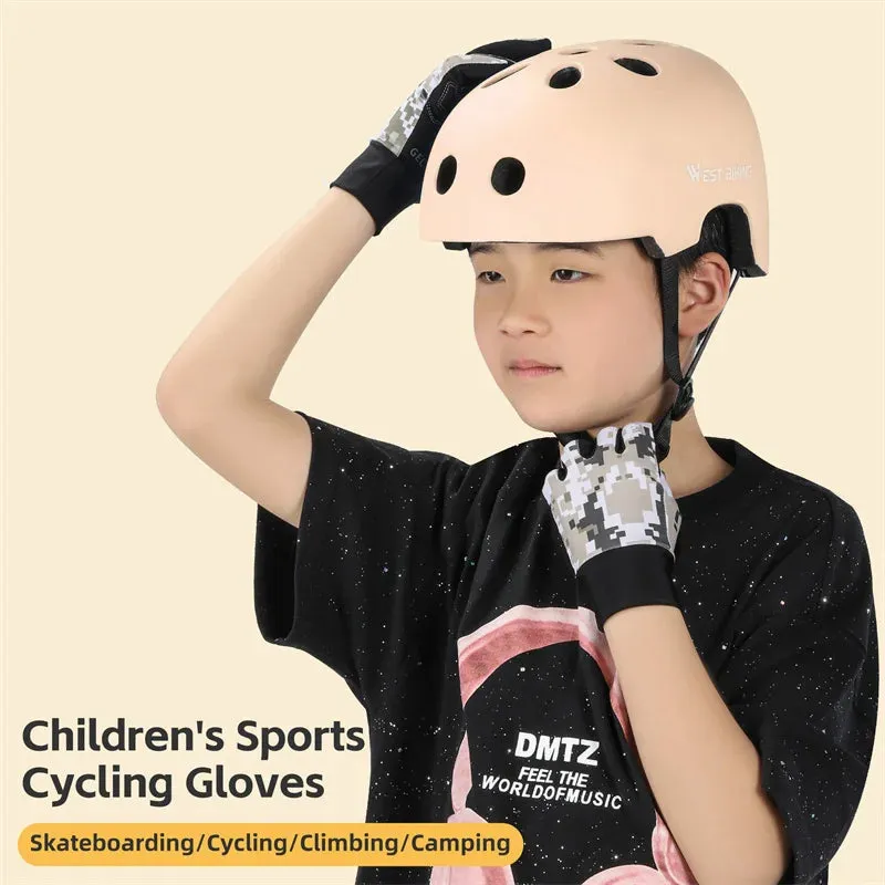 WEST BIKING Cycling Gloves Children's Full Finger Gloves Safety Riding Bike Breathable Soft Motorcycle Children Gloves Supplies