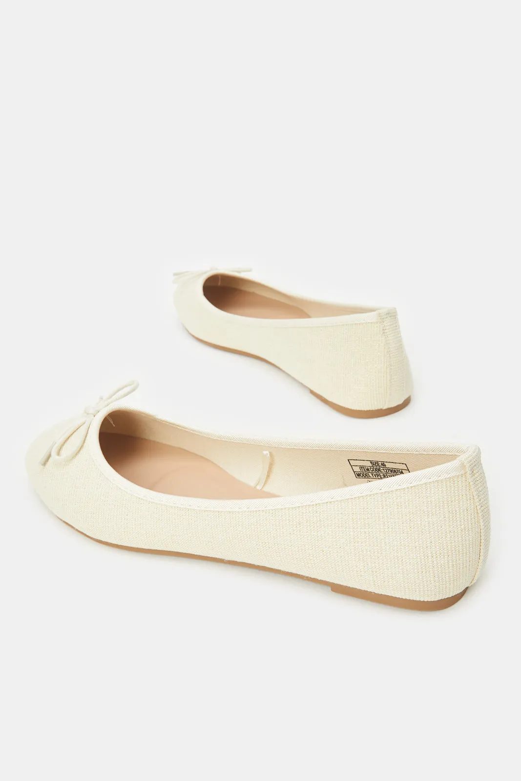 Women Ivory Linen Ballerina