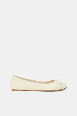 Women Ivory Linen Ballerina