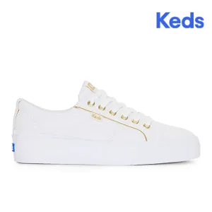 Women's Jump Kick Duo Canvas Piping Sneakers White / Gold (WF67487)